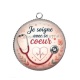 Pendentif Cabochon Argent - je soigne avec le coeur