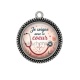 Pendentif Cabochon Argent - je soigne avec le coeur