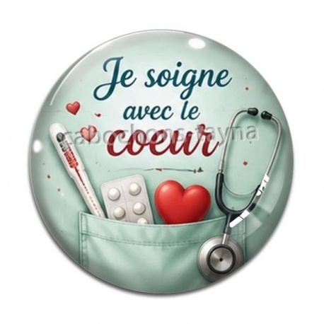 Cabochon Verre - je soigne avec le coeur