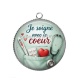 Pendentif Cabochon Argent - je soigne avec le coeur