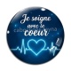 Cabochon Verre - je soigne avec le coeur