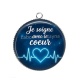 Pendentif Cabochon Argent - je soigne avec le coeur