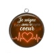 Pendentif Cabochon Argent - je soigne avec le coeur