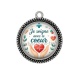 Pendentif Cabochon Argent - je soigne avec le coeur