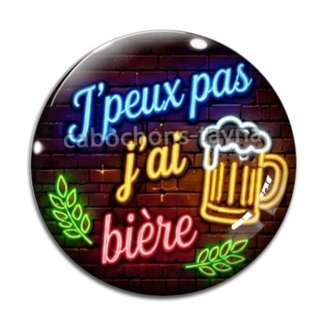 Cabochon Verre - j'peux pas j'ai bière