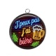 Pendentif Cabochon Argent - j'peux pas j'ai bière