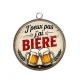 Pendentif Cabochon Argent - j'peux pas j'ai bière