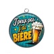 Pendentif Cabochon Argent - j'peux pas j'ai bière