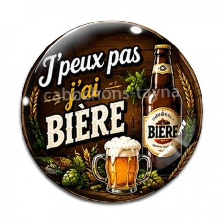 Cabochon Verre - j'peux pas j'ai bière