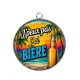 Pendentif Cabochon Argent - j'peux pas j'ai bière