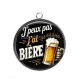 Pendentif Cabochon Argent - j'peux pas j'ai bière