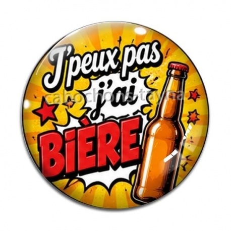 Cabochon Verre - j'peux pas j'ai bière