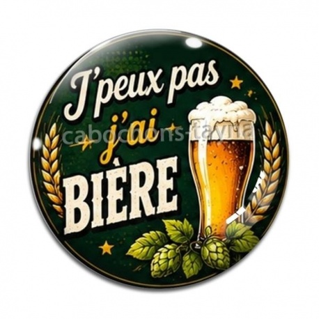 Cabochon Verre - j'peux pas j'ai bière