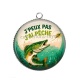 Pendentif Cabochon Argent - j'peux pas j'ai pêche