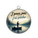 Pendentif Cabochon Argent - j'peux pas j'ai pêche