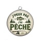 Pendentif Cabochon Argent - j'peux pas j'ai pêche