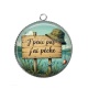 Pendentif Cabochon Argent - j'peux pas j'ai pêche