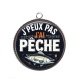 Pendentif Cabochon Argent - j'peux pas j'ai pêche