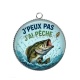 Pendentif Cabochon Argent - j'peux pas j'ai pêche