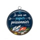 Pendentif Cabochon Argent - je suis un super poissonnier