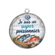 Pendentif Cabochon Argent - je suis un super poissonnier