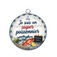 Pendentif Cabochon Argent - je suis un super poissonnier