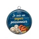 Pendentif Cabochon Argent - je suis un super poissonnier