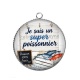 Pendentif Cabochon Argent - je suis un super poissonnier