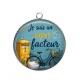 Pendentif Cabochon Argent - je suis un super facteur