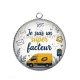 Pendentif Cabochon Argent - je suis un super facteur