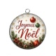 Pendentif Cabochon Argent - joyeux noël