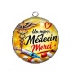 Pendentif Cabochon Argent - un super médecin merci