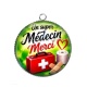 Pendentif Cabochon Argent -  un super médecin merci