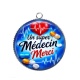 Pendentif Cabochon Argent -  un super médecin merci