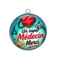 Pendentif Cabochon Argent -  un super médecin merci