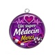 Pendentif Cabochon Argent -  un super médecin merci