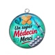 Pendentif Cabochon Argent -  un super médecin merci