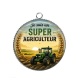 Pendentif Cabochon Argent - je suis un super agriculteur