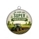 Pendentif Cabochon Argent - je suis un super agriculteur
