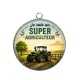 Pendentif Cabochon Argent - je suis un super agriculteur