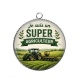 Pendentif Cabochon Argent - je suis un super agriculteur