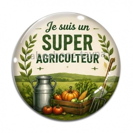 Cabochon Verre - je suis un super agriculteur