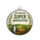 Pendentif Cabochon Argent - je suis un super agriculteur