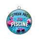 Pendentif Cabochon Argent - j'peux pas j'ai piscine