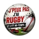 Cabochon Résine - j'peux pas j'ai rugby