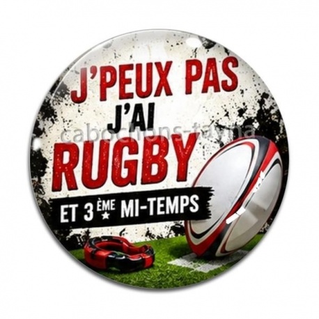 Cabochon Verre - j'peux pas j'ai rugby
