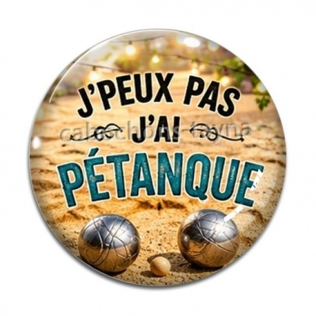 Cabochon Verre - j'peux pas j'ai pétanque