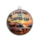 Pendentif Cabochon Argent - j'peux pas j'ai camping car