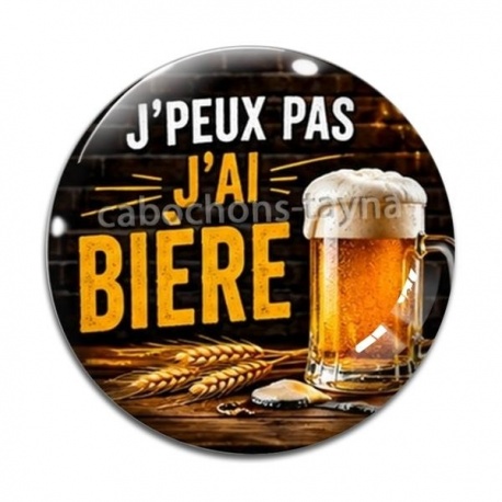 Cabochon Verre - j'peux pas j'ai bière