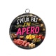 Pendentif Cabochon Argent - j'peux pas j'ai apéro
